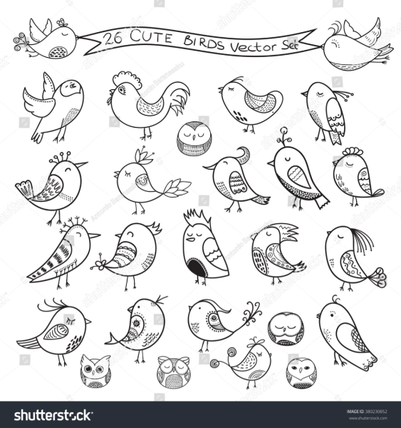 Стикеры для раскрашивания птички