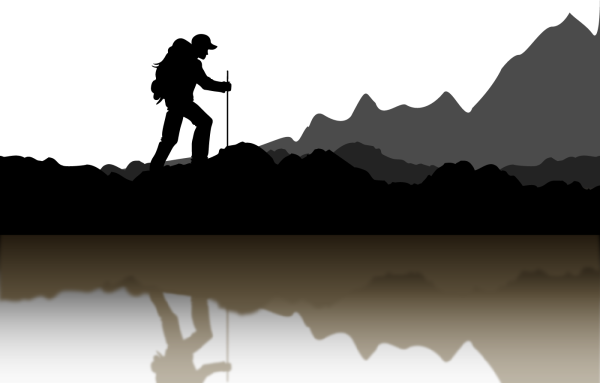 Силуэт туриста с рюкзаком