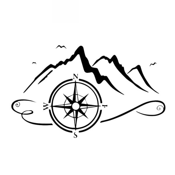 Компас на фоне гор на авто