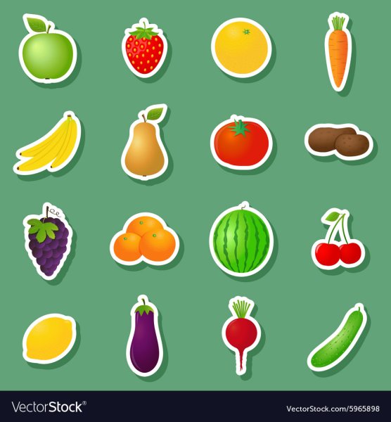 Цветные наклейки овощей