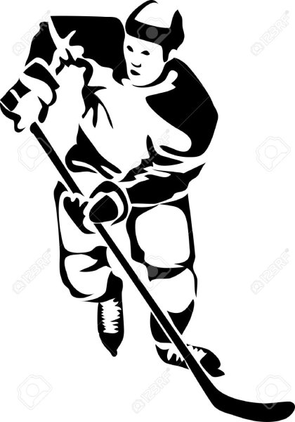 Силуэт хоккеиста с клюшкой