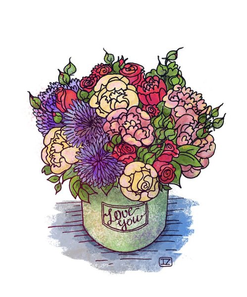 Наклейка - букеты цветов