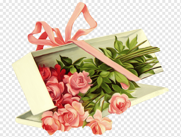 Подарки и цветы на прозрачном фоне