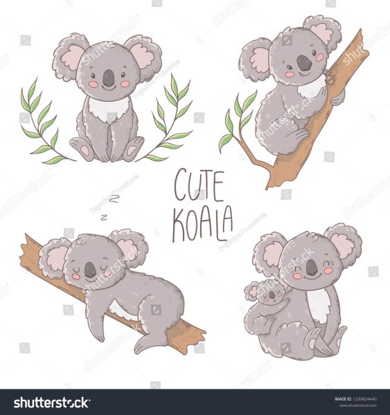Наклейки милые животные коала
