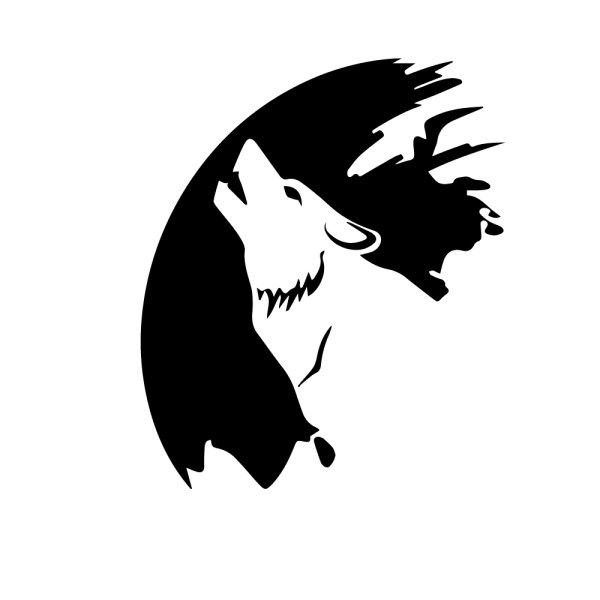 Трафарет волк и Луна