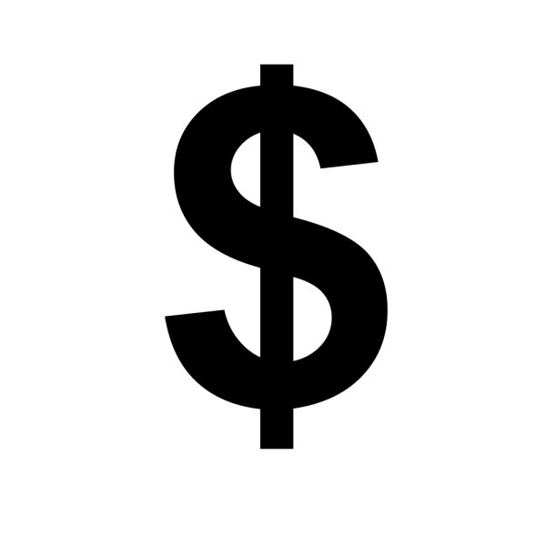 Знак доллара на белом фоне
