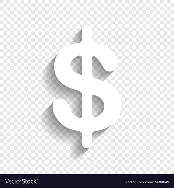 Белый доллар на прозрачном фоне