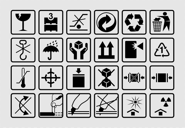 Значки на коробках