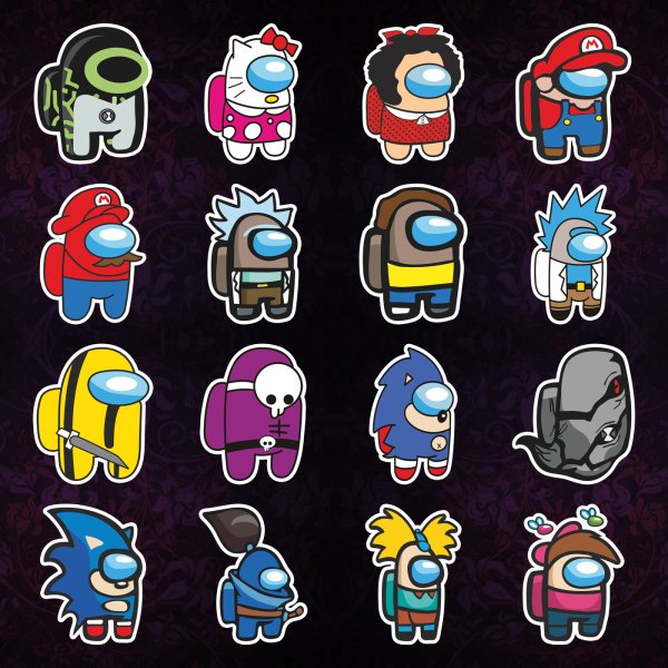 Наклейки амонг АС персонажи