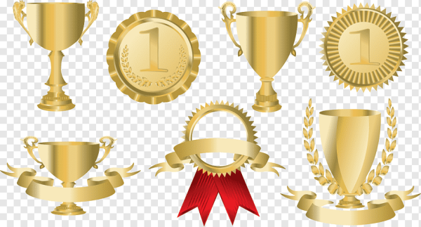 Кубки и медали на белом фоне