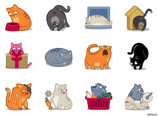 Наклейки котики чб