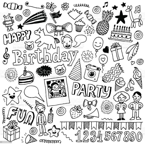 Наклейки на день рождения черно белые