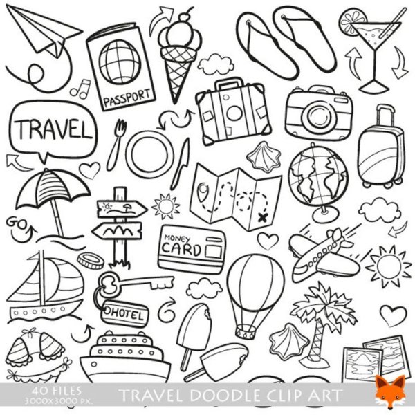 Раскраски Стикеры путешествие