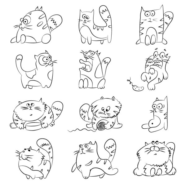 Раскраска для девочек котики наклейки