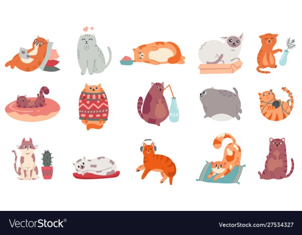 Кавайные наклейки котики