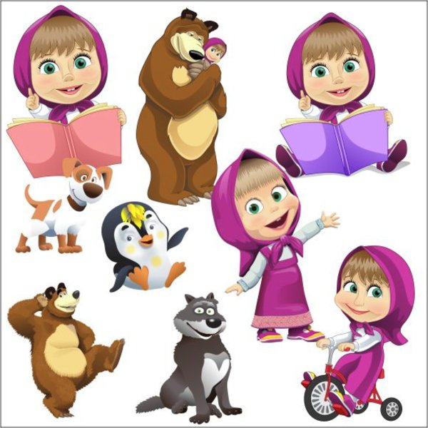 Маша и медведь рисунок цветной