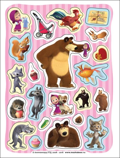 100 Наклеек Росмэн Маша и медведь