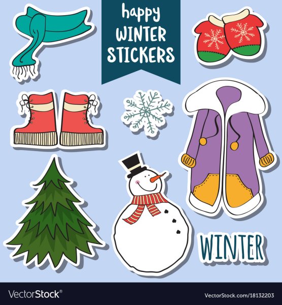 Зимние иллюстрации Стикеры