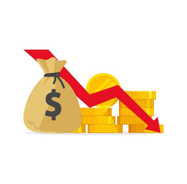 Снижение расходов на белом фоне