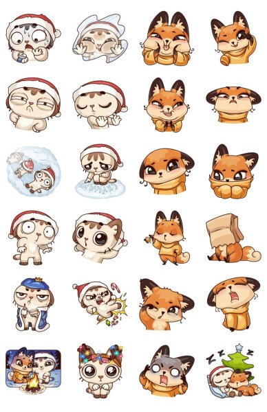 Лиса Луна Стикеры