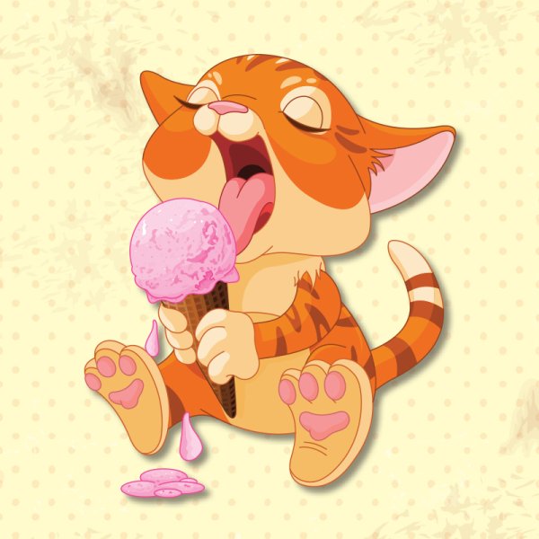 Мультяшный кот облизывается