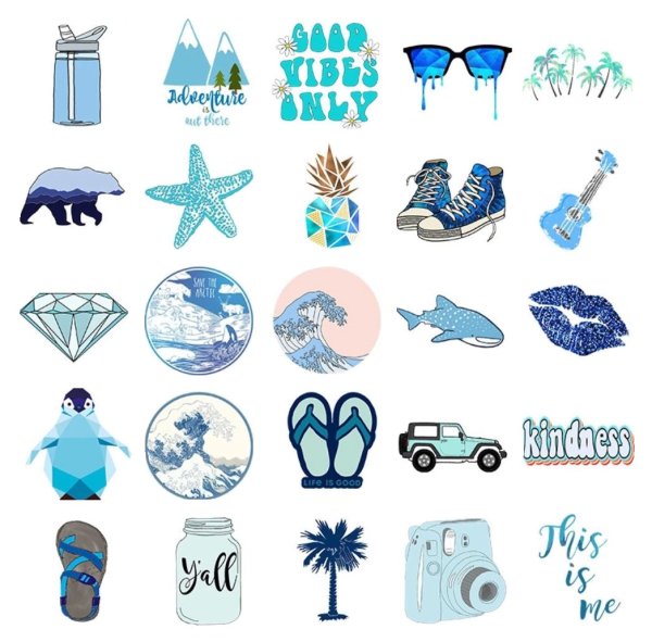 С наклейками синяя