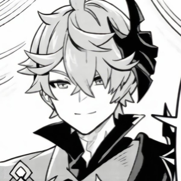 Тарталья чб Геншин