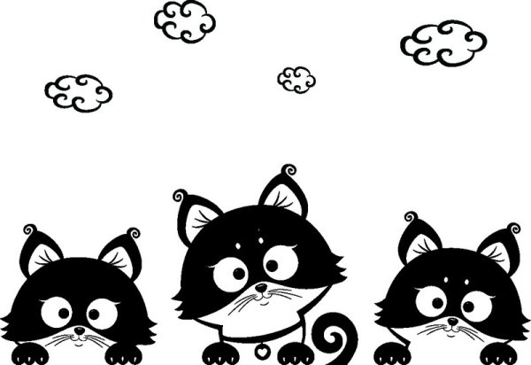 Три котенка силуэт