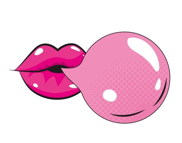 Губы с жвачкой вектор