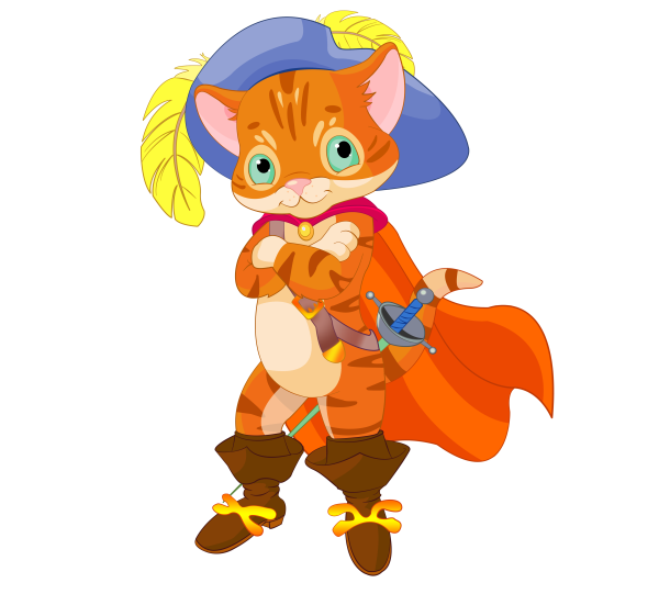 Кот в сапогах на белом фоне