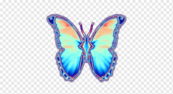 Голубая бабочка стикер