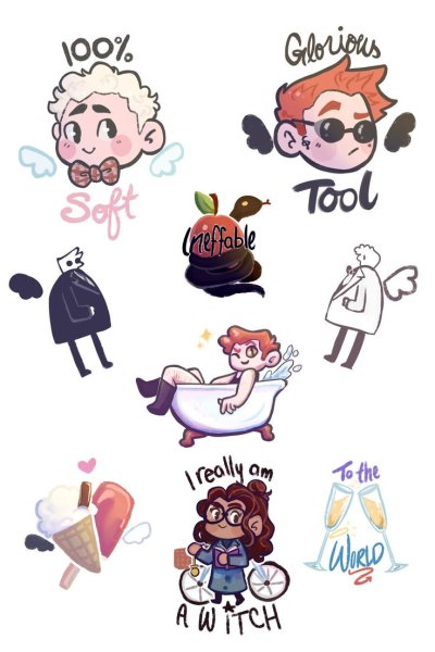 Наклейки good Omens