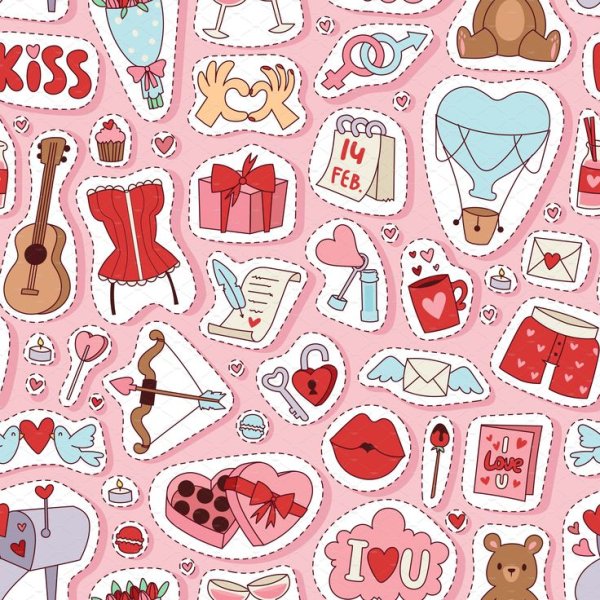 Наклейки для коллажа 14 февраля