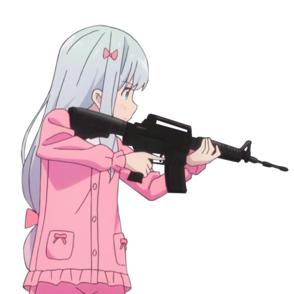 Аниме тян с пистолетом стикер