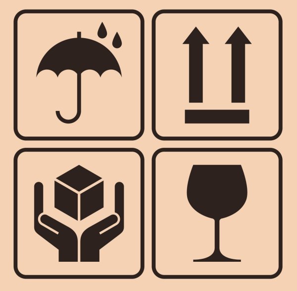 Значки на коробках