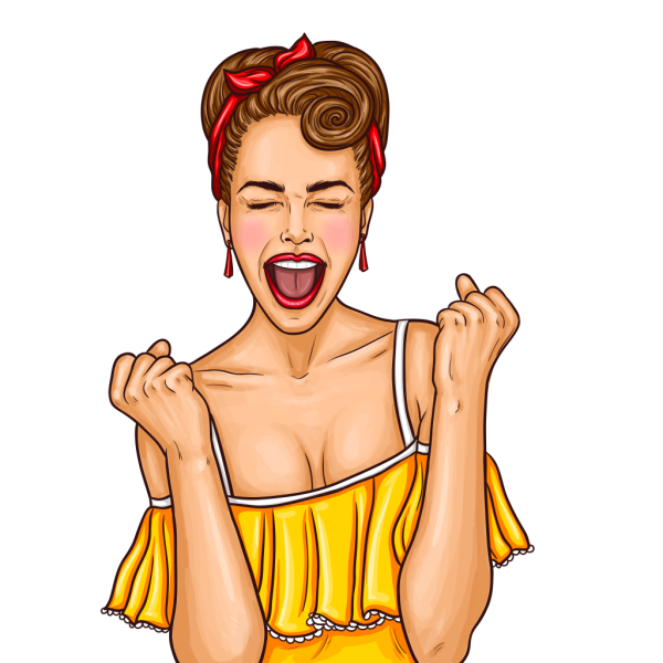 Удивленная девушка нарисованная