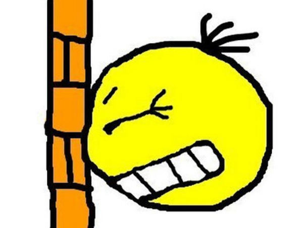 Смайлик бьющийся головой об стену