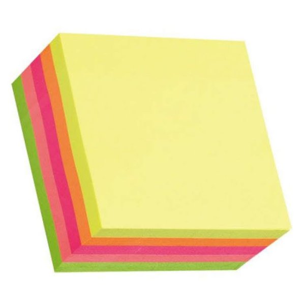 Блок самоклеящийся (стикер) Hopax, 76х76 мм, 400 л., 5 цветов, неон, 21012