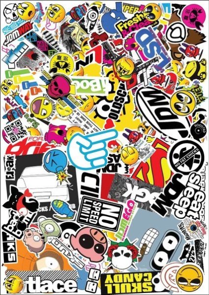 Стикер бум черно белый