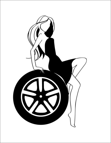 Наклейки на авто девушки черно белые