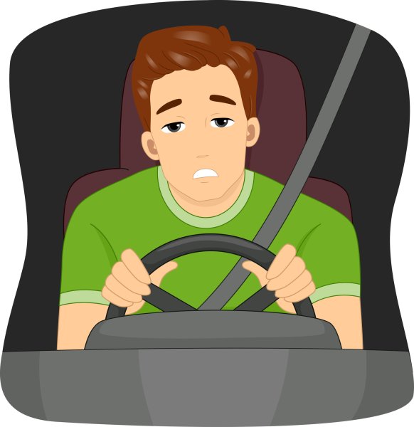 Мультяшный водитель за рулем