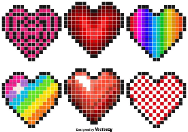 Пиксельные сердечки