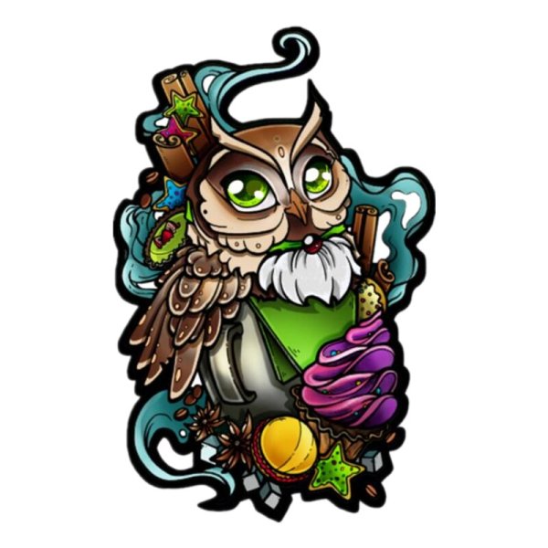 Стикер Сова с кофе