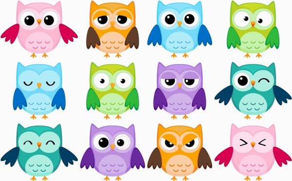 Сова для распечатки цветная