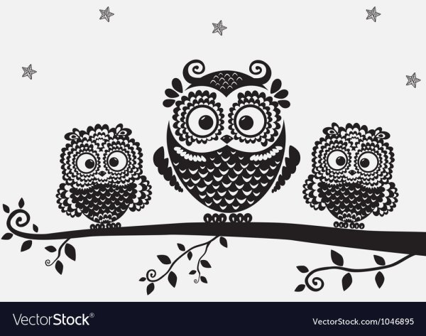 Наклейки с совами черно белые