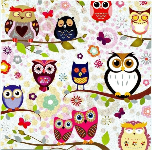 Бумага для скрапбукинга с совами