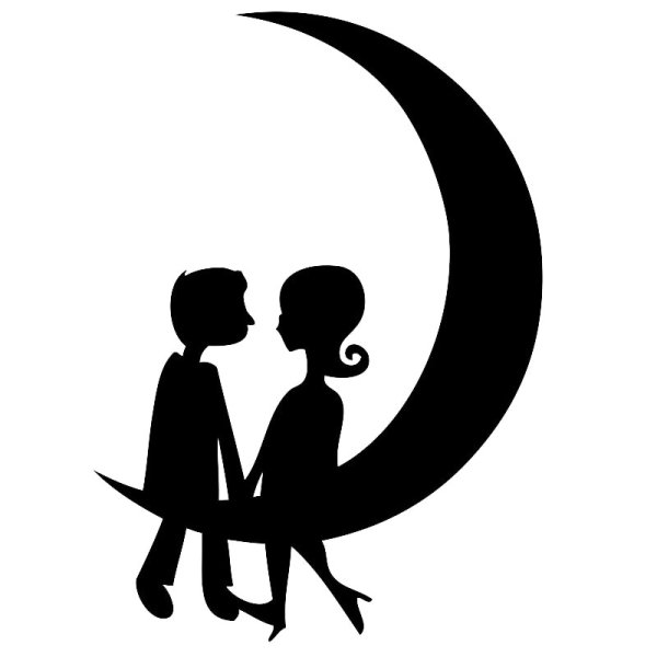 Черные силуэты влюбленных