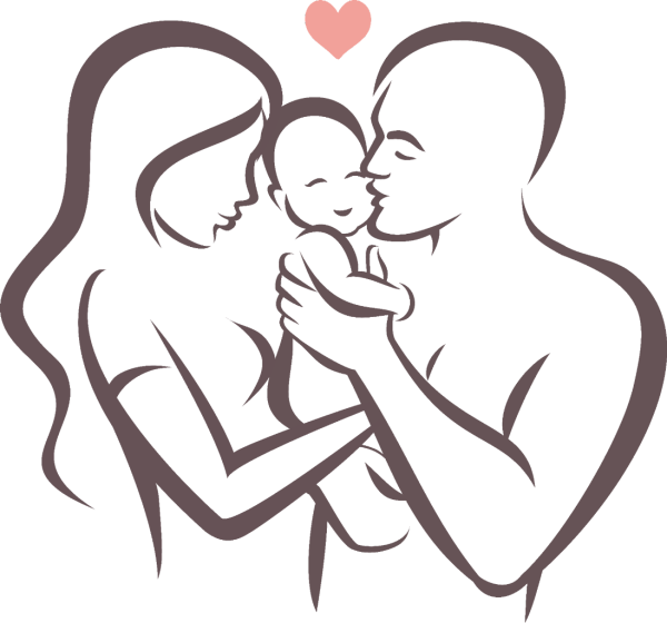 Силуэт семья с младенцем