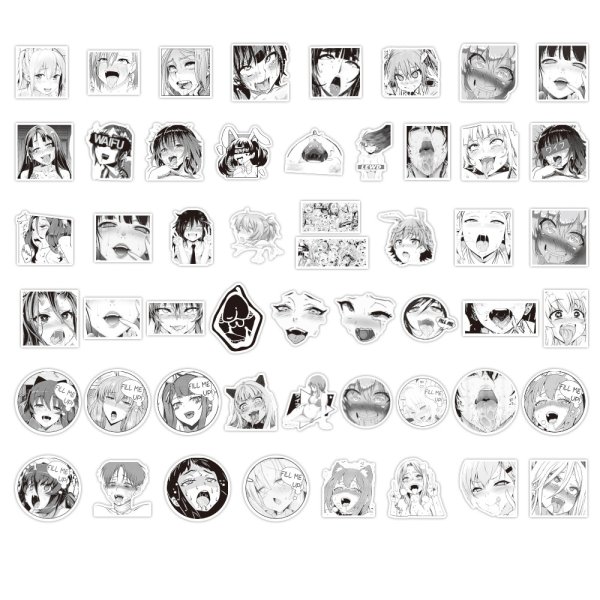 Стикеры чёрно белые аниме