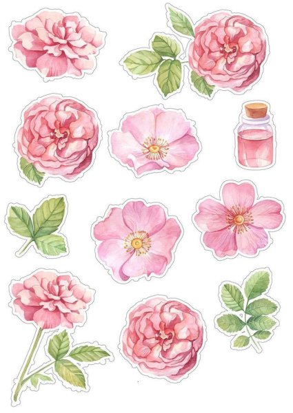 Розовые цветы на прозрачном фоне